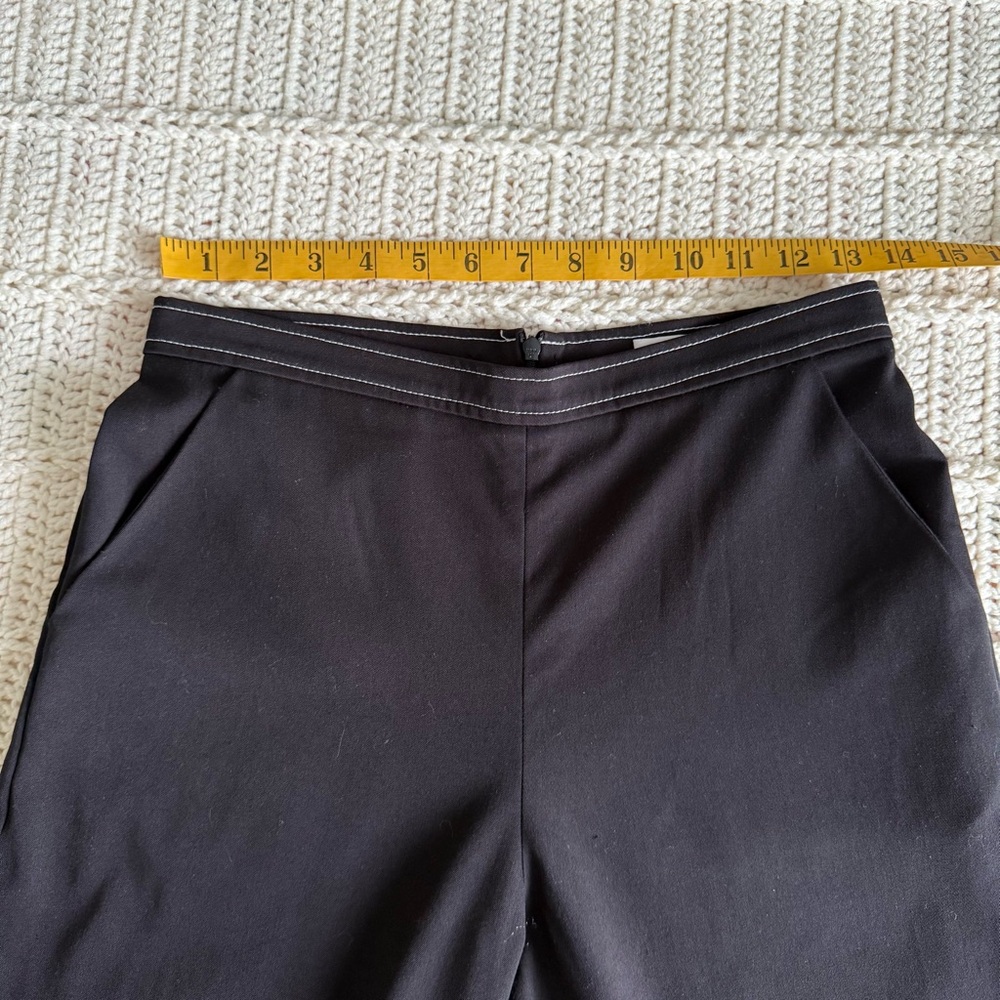 Georgia Alice Black Wide Leg Trousers with White Contrast Stitching Size 4 - Picture 10 of 15
